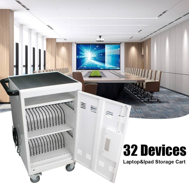 Mobile Charging Cart and Cabinet for Tablets Laptops 30-Device With Combination Lock