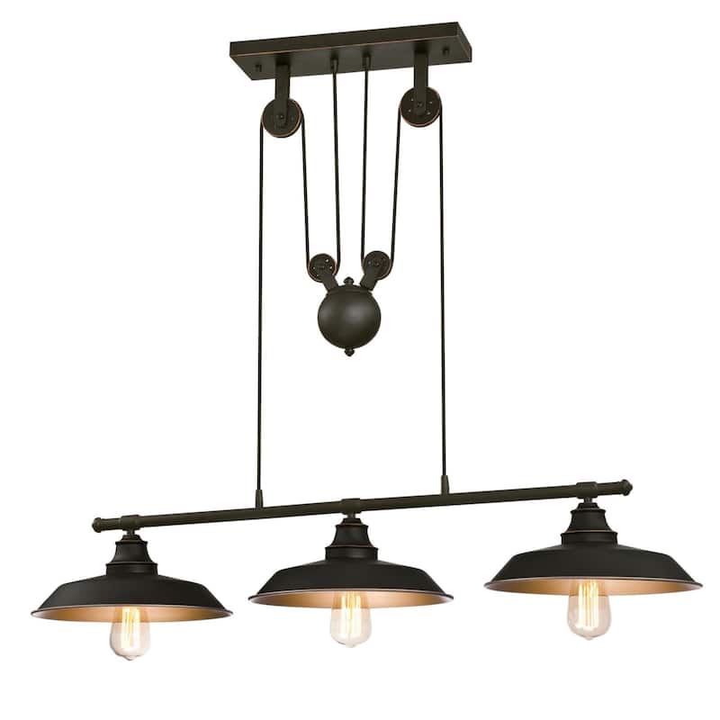 Westinghouse Lighting Iron Hil 3-Light Pulley Pendant - Oil Rubbed Bronze with Highlights