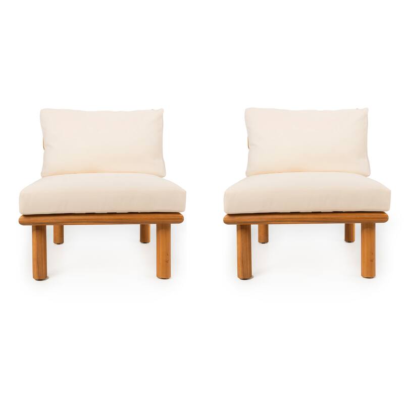 Christopher Knight Home - Ardeno Outdoor Acacia Wood Patio Chair with Cushions and Water-Repellent Fabric, Set of 2 - 25.98