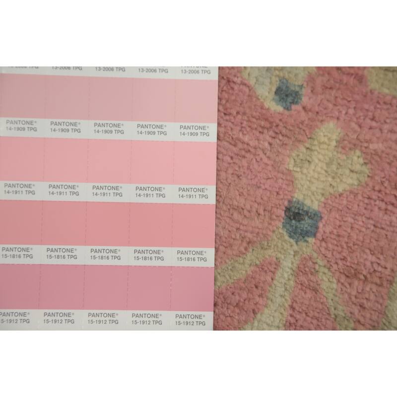 Hand Knotted Oriental 100% Wool Carpet Traditional All-Over Pink Ziegler Runner Rug - 14' 6'' X 2' 7''