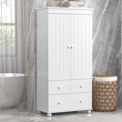 Tall Storage Cabinet with 3 Drawers for Bathroom Towel Cabinet Standing Pantry Cabinet Cupboard Wardrobe Closet