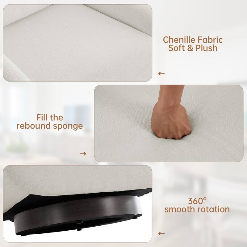 2 Set Modern Chenille Swivel Accent Chairs