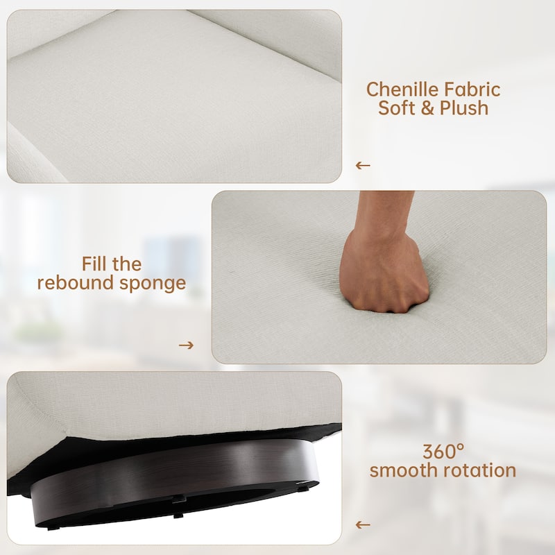 Modern Chenille Swivel Accent Chairs With Pillow