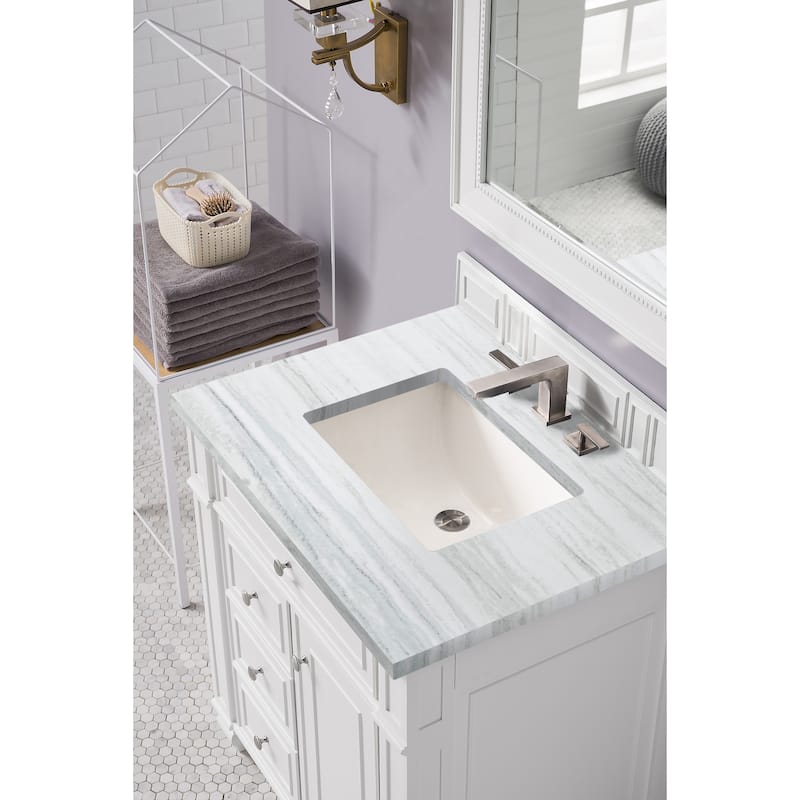 James Martin Vanities Bristol 30" Single Vanity, Bright White - Arctic Fall Solid Surface