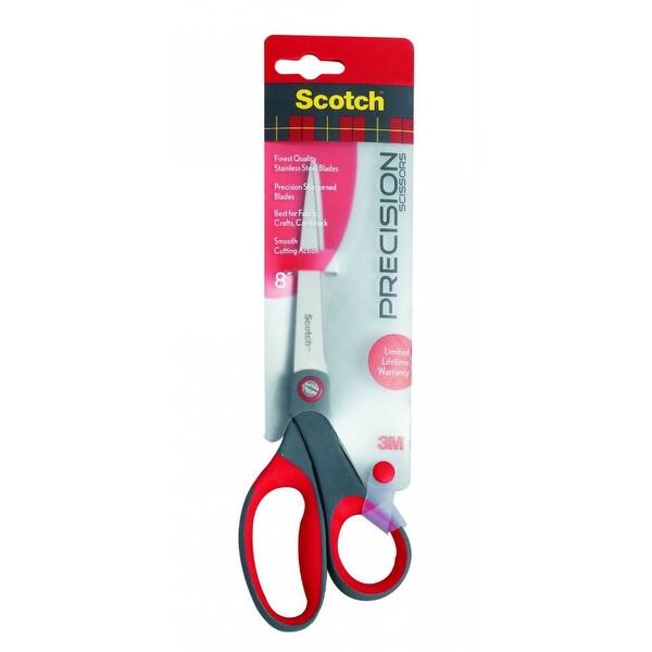 Scotch 7 Precision Scissors, Stainless Steel, Grey and Red, Comfort Grip 