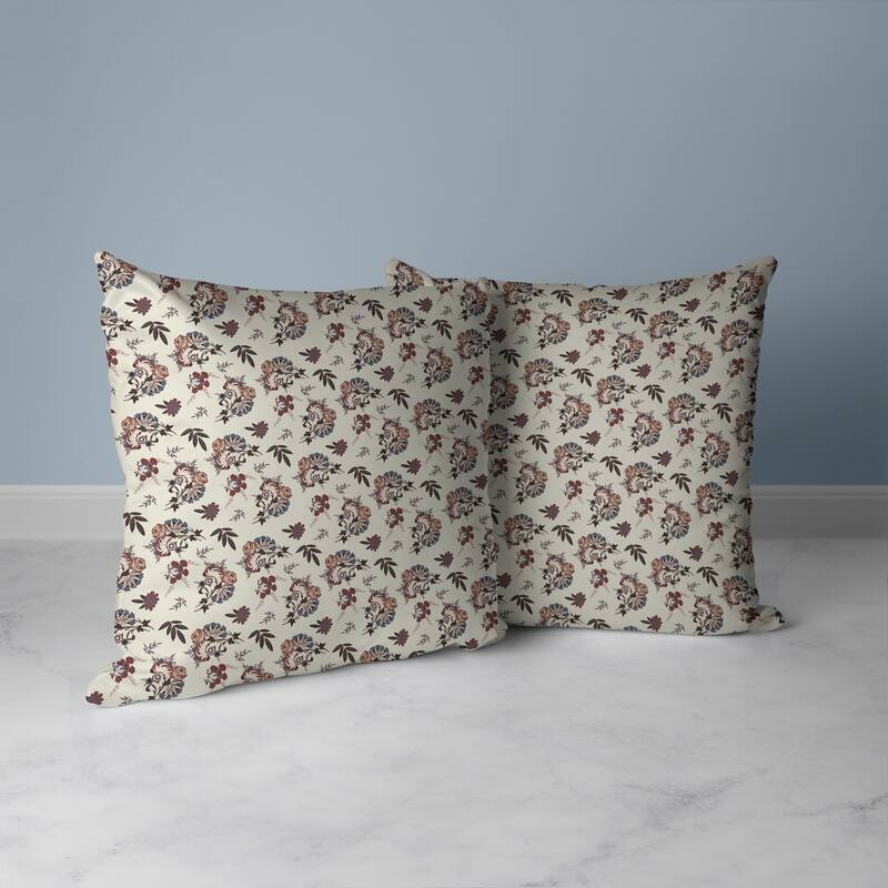 Rose Dreams Faux Suede Reversible Throw Pillow Cream and Chestnut