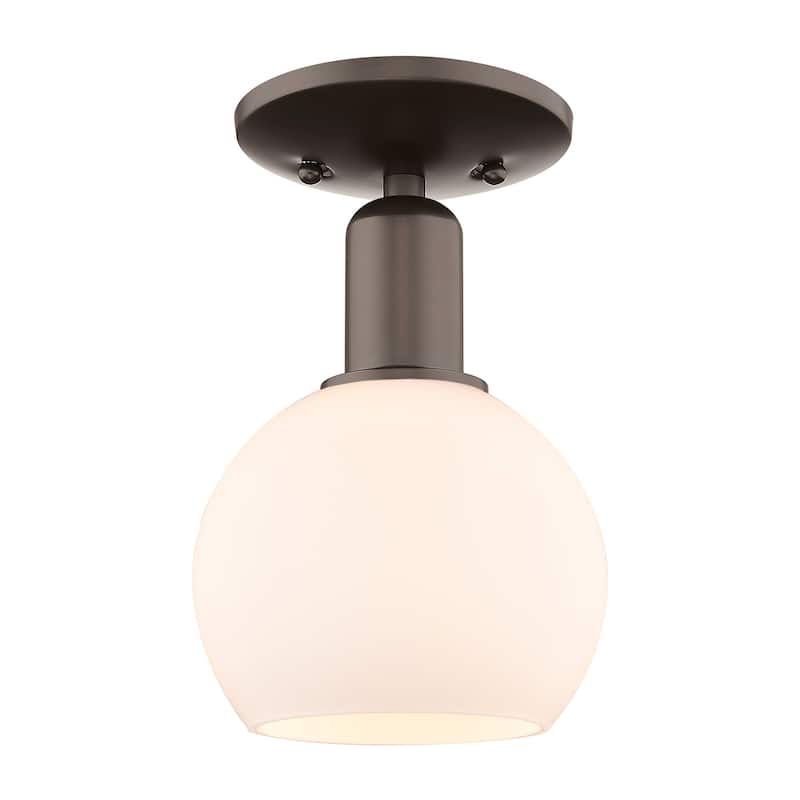 Innovations Lighting 716-1C-10-6 Athens Semi-Flush Athens 6" Wide - Oil Rubbed Bronze / Matte White