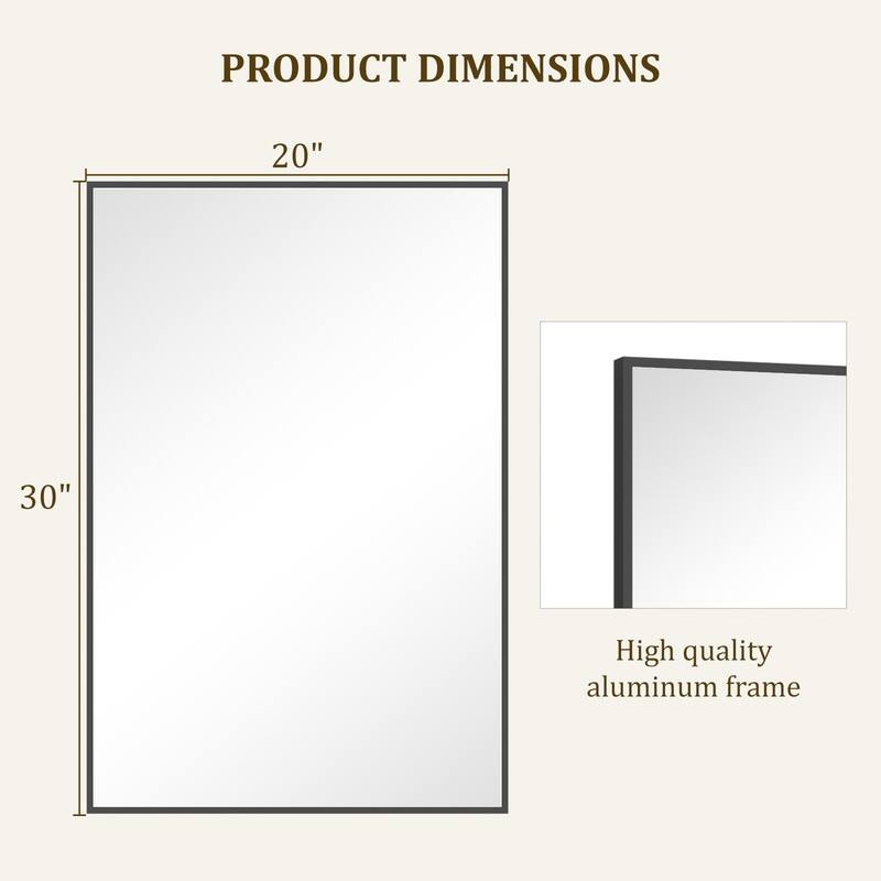 Black Modern Aluminum Square Mirror for Living Room