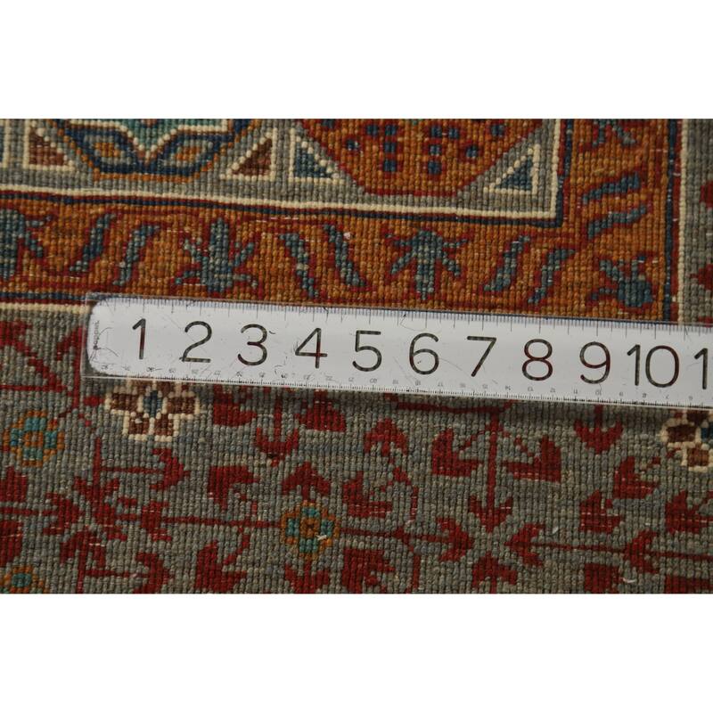 Hand Knotted Oriental 100% Wool Carpet Traditional Medallion Greys & Charcoal Kazak Area Rug - 10' 2'' X 6' 9''