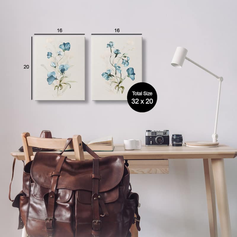 Stupell Blue Botanical Herbs Canvas Wall Art Design By Susan Jill (Set of 2)