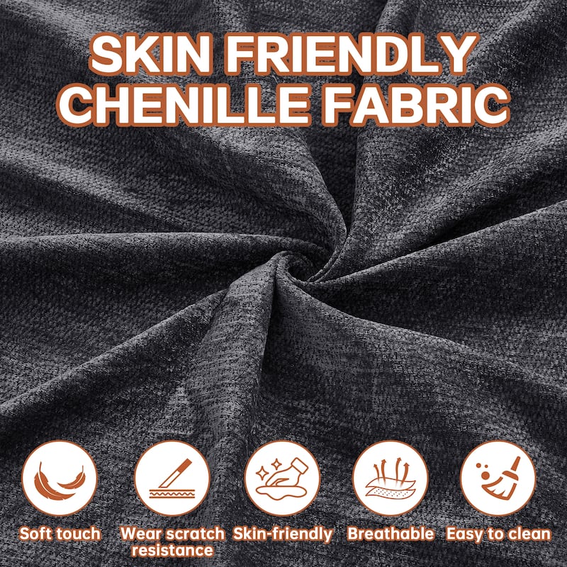 104" Modular Boneless Sectional Sofa, Deep Seat Compressed Chenille Couch with Chaise and Memory Foam, No Assembly Required