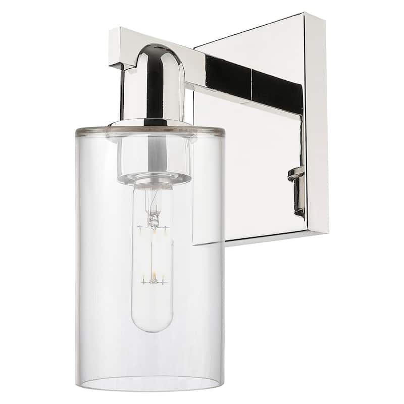 Innovations Lighting 716-1W-11-5 Clymer Sconce Clymer 11" Tall Wall - Polished Nickel / Clear