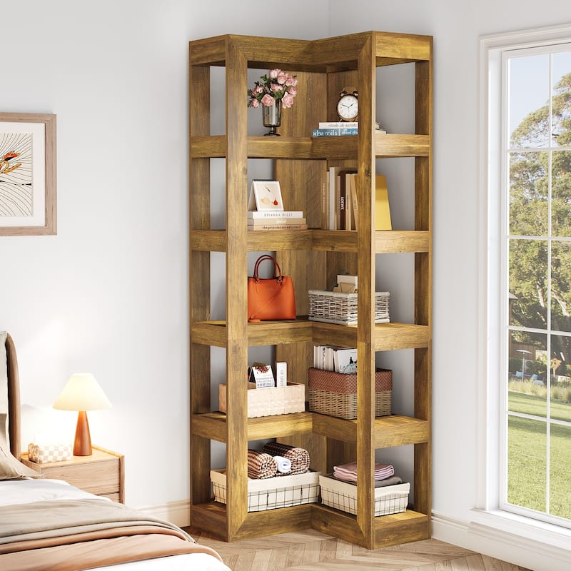 Tall L-Shaped Corner Bookshelf
