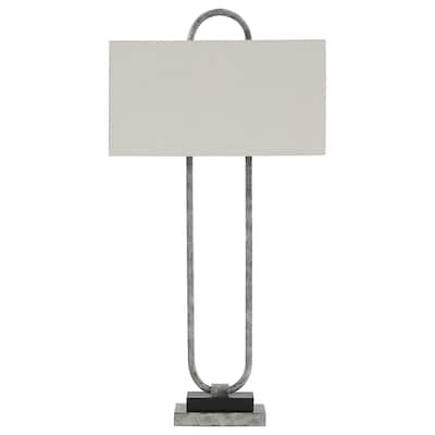 Bennish Traditional Antique Silver Finish Metal Table Lamp - 18"W x 9"D x 36"H