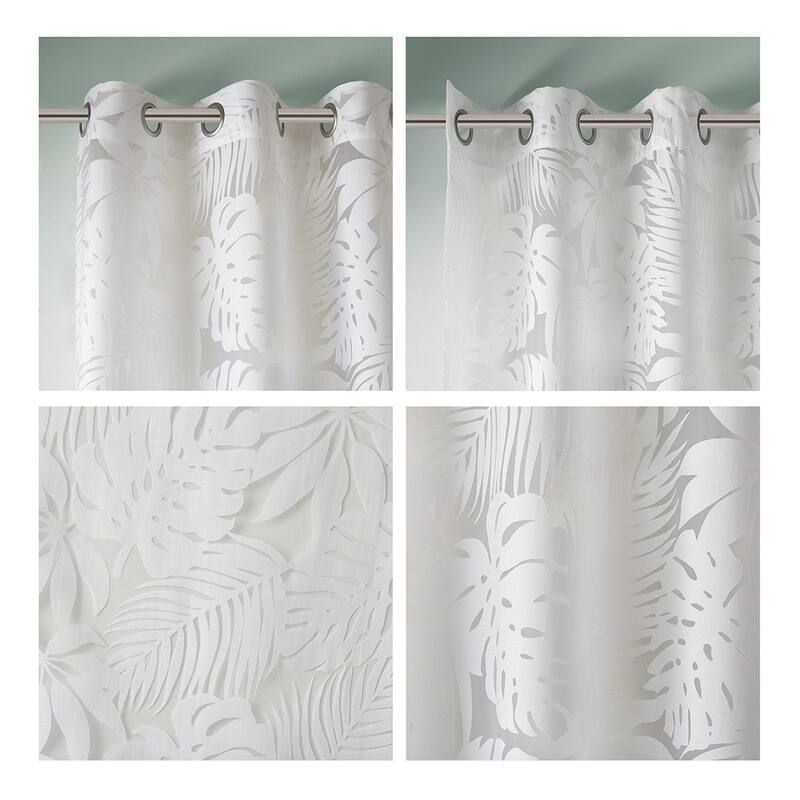 Palm Leaf Burnout Window Sheer(1 Sheer Curtain)