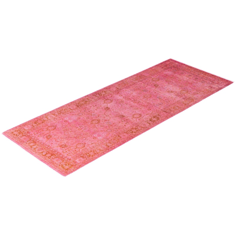 Overdyed One-of-a-Kind Hand-Knotted Runner Rug - Pink - 3' 1" x 8' 1"