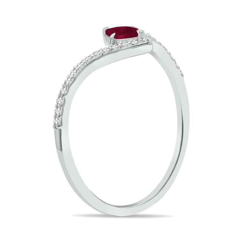 Marquee Jewels 1/4 Carat TW Ruby and Diamond V Shape Ring in 10K White Gold