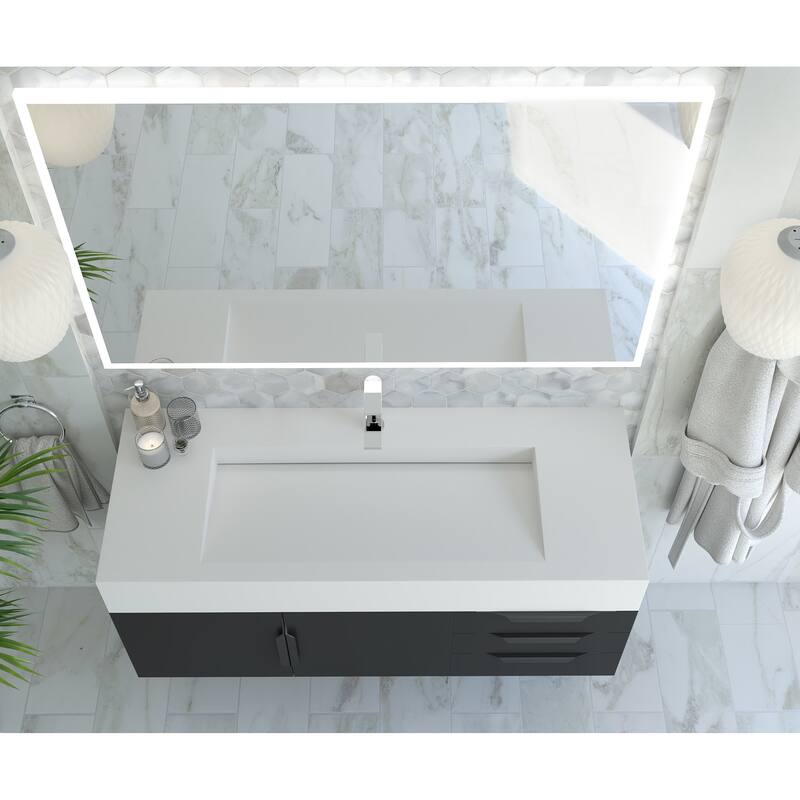 Nile 48" Wall Mounted Bathroom Vanity Set w/ White Top