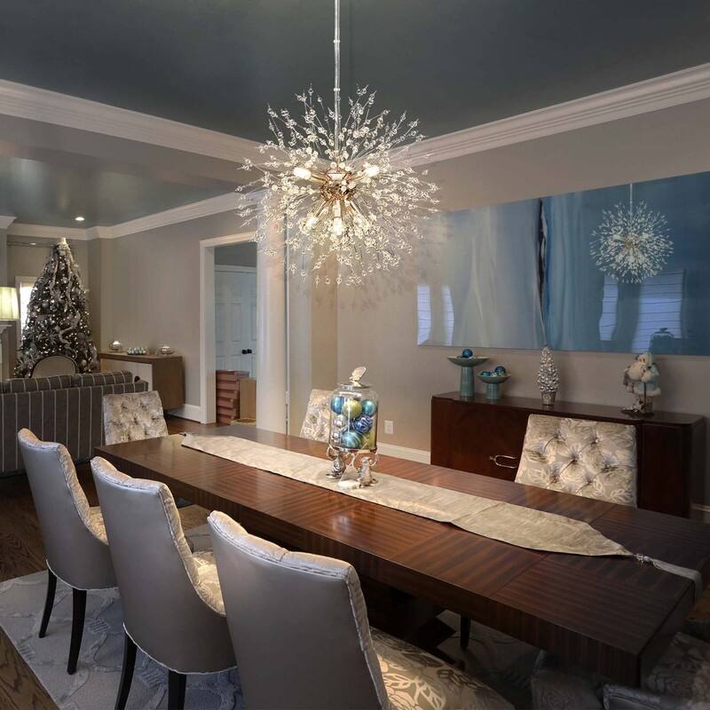 8/9/12/16-Light Modern Linear Sputnik Globe Pendant Starburst Firework Crystal Chandelier