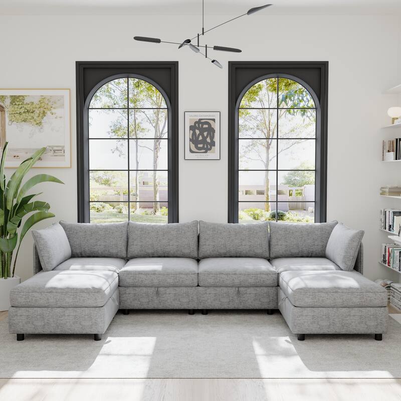 GDFStudio - Felix Spacious Modular Sectional Sofa with Sleeper Function and Hidden Storage