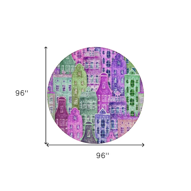 HomeRoots Village Houses Transitional Rectangle Outdoor Rug