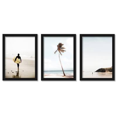 Surf Day Tanya Shumkina Coastal - 3 Piece Framed Gallery Art Set