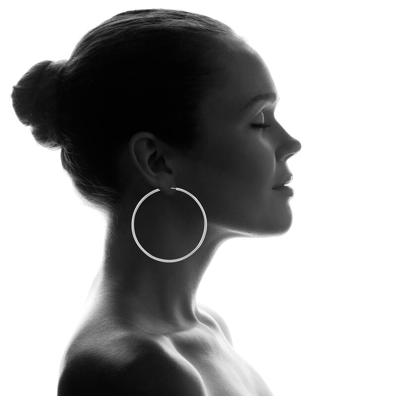 Marquee Jewels 14k White Gold 60-millimeter Hoop Earrings