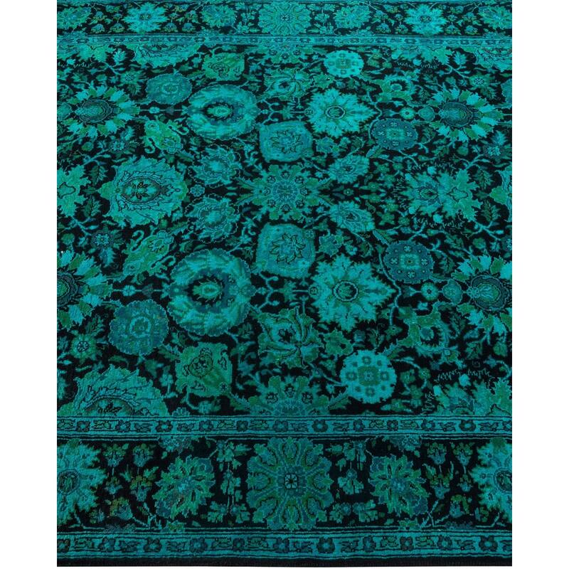 Overton Hand Knotted Wool Vintage Inspired Modern Contemporary Overdyed Black Area Rug - 4' 1" x 6' 1"