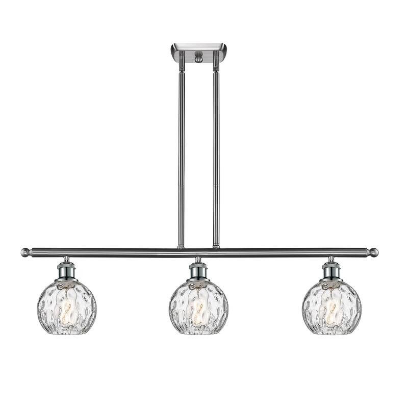 Innovations Lighting Athens Water Glass 3 Light 36" Island Light - 6" Shade - Brushed Satin Nickel