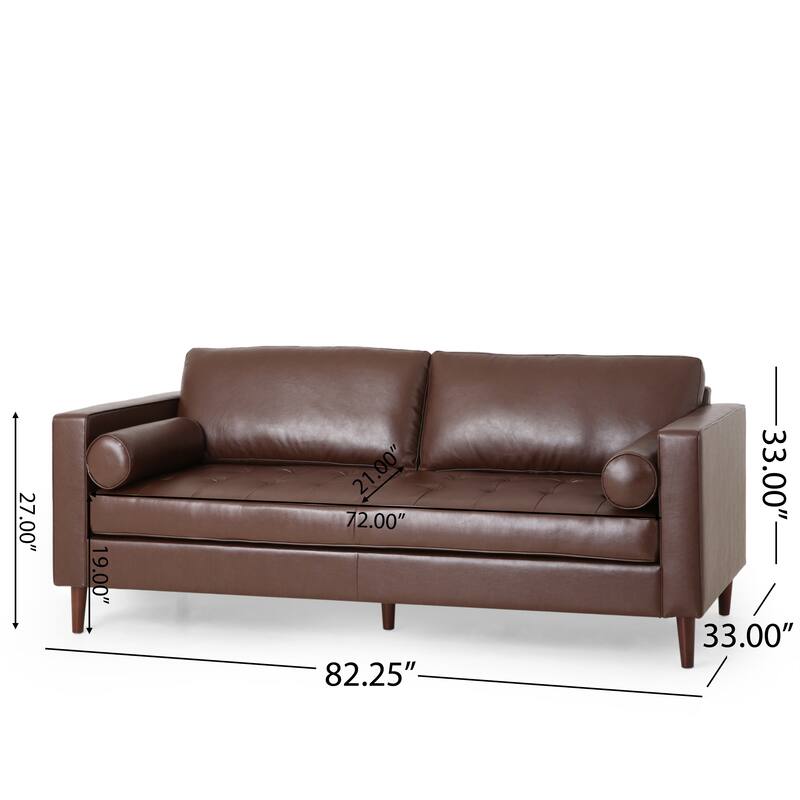 Comfy 3-seat Sofa with Wooden Legs, PU, for Living Room and Study