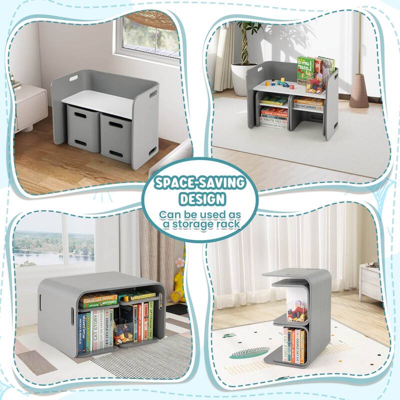 Costway 3 PCS Kids Wooden Table & Chair Set Children Multipurpose - See Details