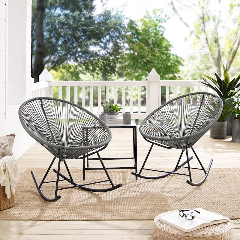 Corvus Sarcelles Modern Wicker Patio Rocking Bistro Chairs (Set of 2)