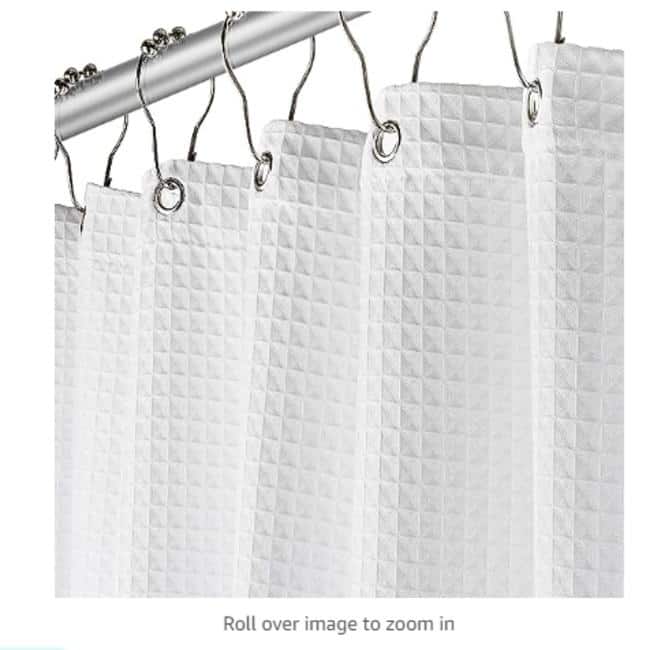 Creative Scents Waffle White Fabric Shower Curtain for Bathroom