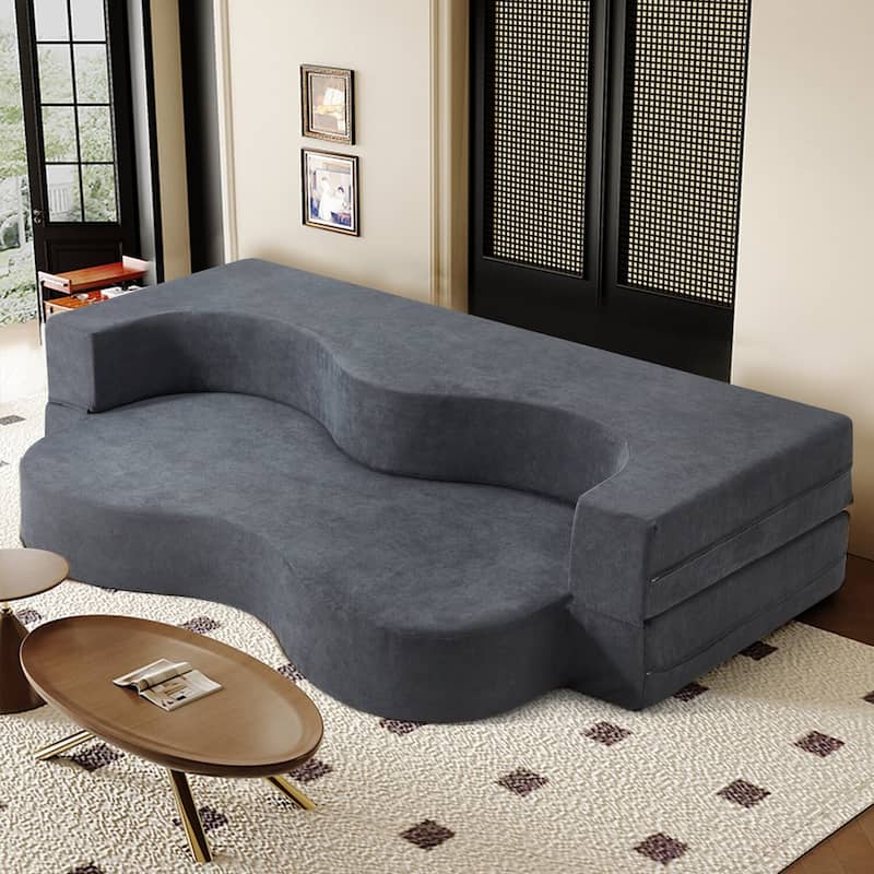 Convertible Folding Sofa Bed with High-Density Foam for Living Room, Guest Room, and Bedroom - Grey