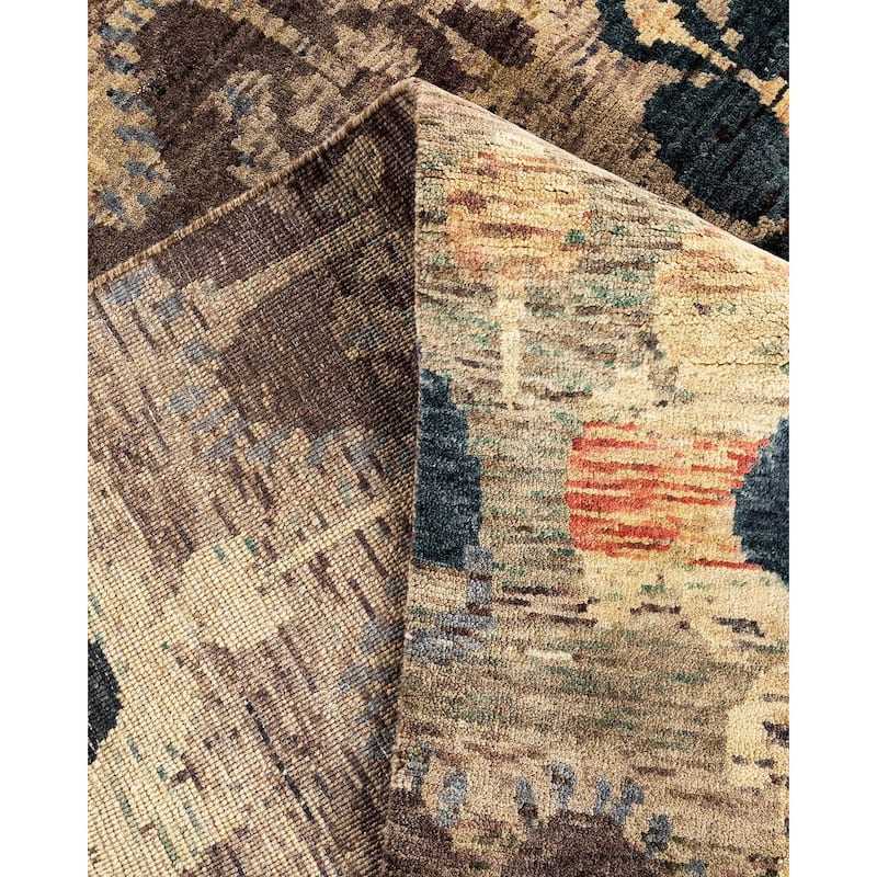 Ikat One-of-a-Kind Handmade Area Rug - Brown, 7' 10" x 10' 1" - 7' 10" x 10' 1"