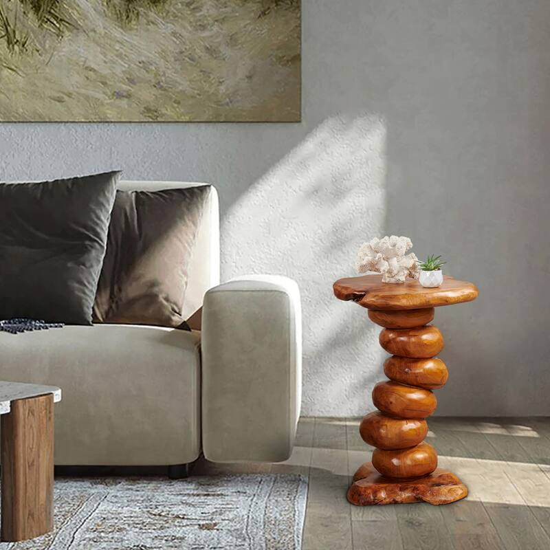 Greenage Cedar Roots Multibeads Stands Natural Edge End Table - 13.8"x13.8"x23.6" - 13.8"x13.8"x23.6"