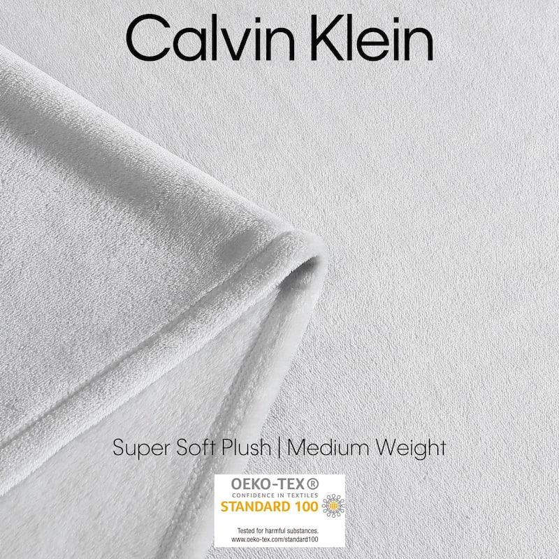 Calvin Klein Plush Solid Reversible Blanket