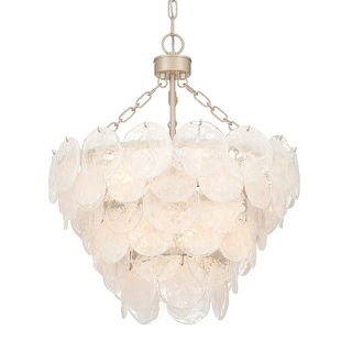 Yep by Golden Lighting Cascada 8-light Pendant in Aegean Silver and Cirrus Cloud Glass - Gold
