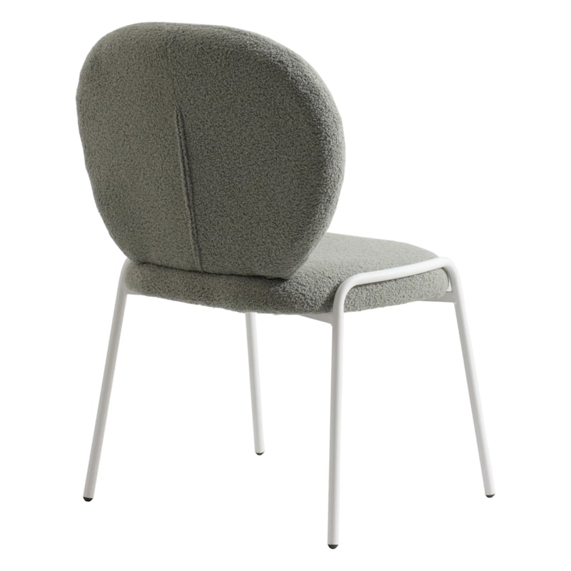 Celestial Modern Boucle Dining Chairs - Upholstered Accent Side Chairs with White Powder-Coated Iron Frame Set of 2