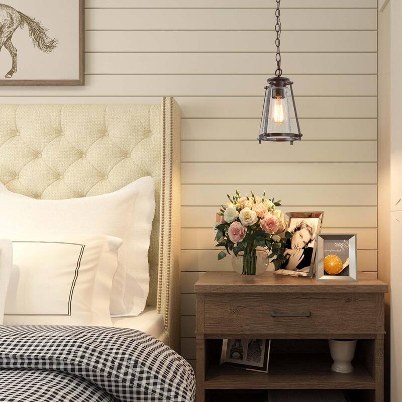 Modern 1-Light Glass Pendant Lights for Kitchen Island Dining Room - W 7.5"x H 11"