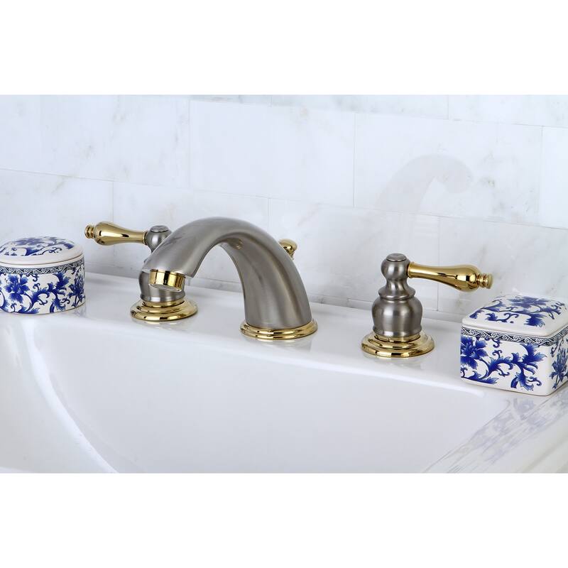 Kingston Brass Victorian Widespread Bathroom Faucet - Brushed Nickel/Polished Brass
