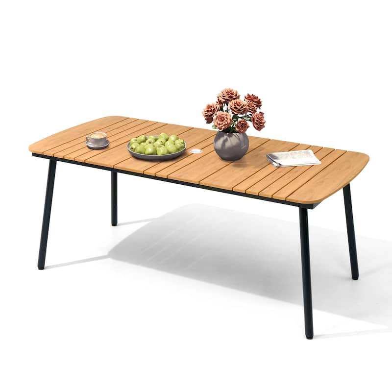 VredHom Outdoor Rectangular Aluminum Dining Table - Brown-70.9in