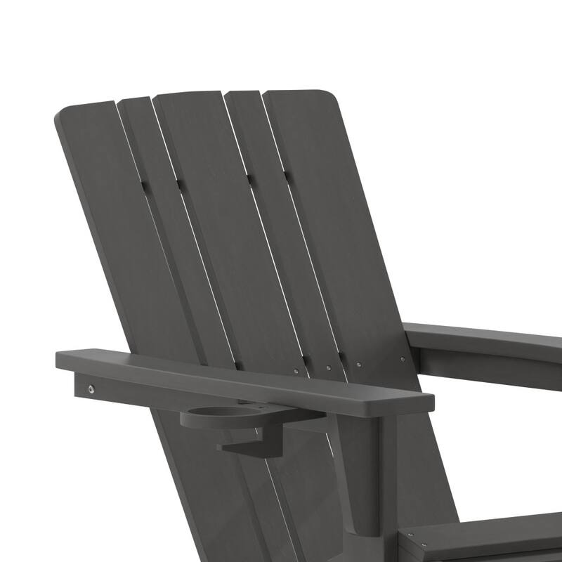 Commercial All-Weather Adirondack Chair with Pullout Ottoman & Cupholder
