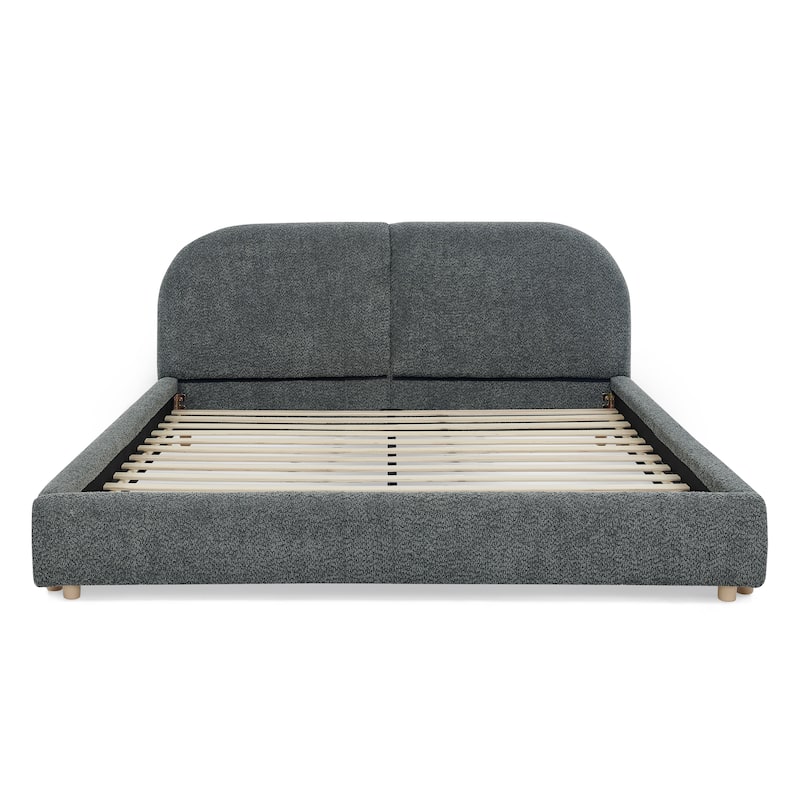 Queen Size Upholstered Bed Frame with Tall Headboard