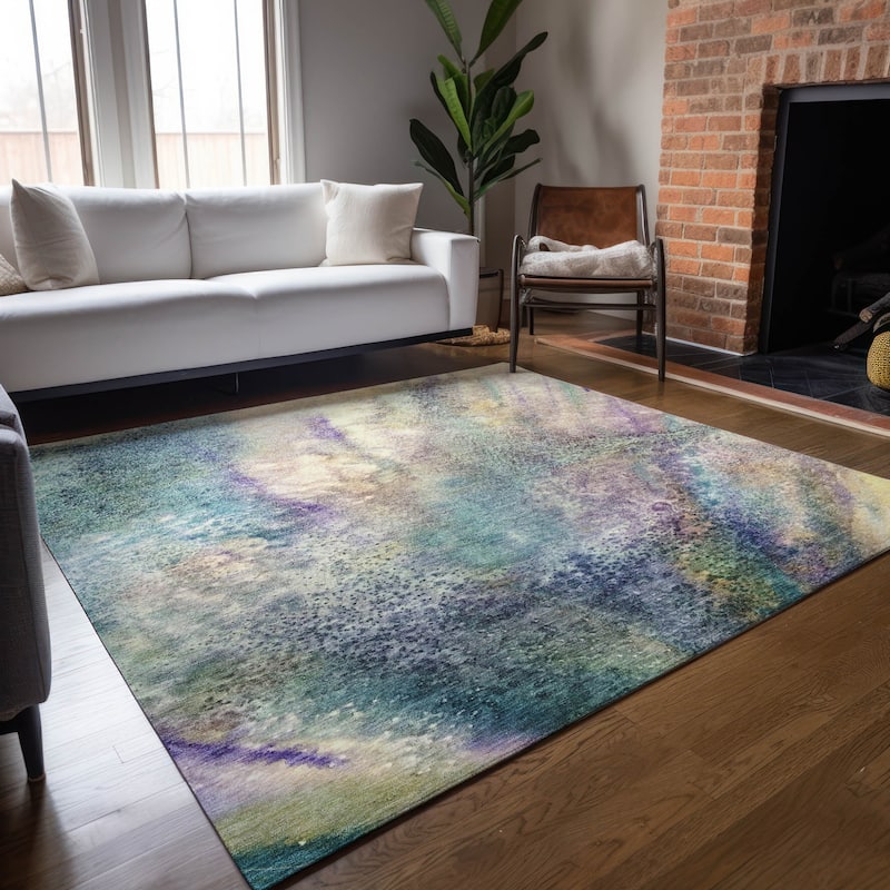 Alralo Modern Art-Inspired Weather Resistant Trendy Modern Round Outdoor Rug