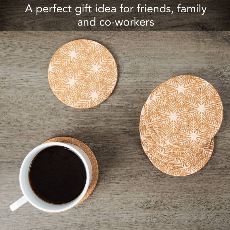 Snowflakes 4 Pack Absorbent Cork Coaster Made in The USA 4" Round