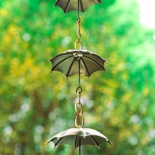 Glitzhome 8.5ft Faux Copper Umbrella Shaped Rain Chain with Clip