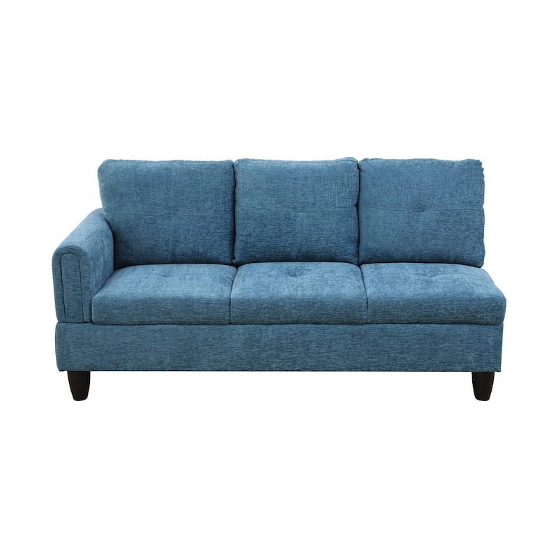 Blue Flannel 3-Piece Living Room Sofa Set