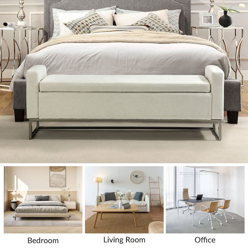 Diana Modern Upholstered Filp-Top Storage Bench with Sturdy Metal Legs