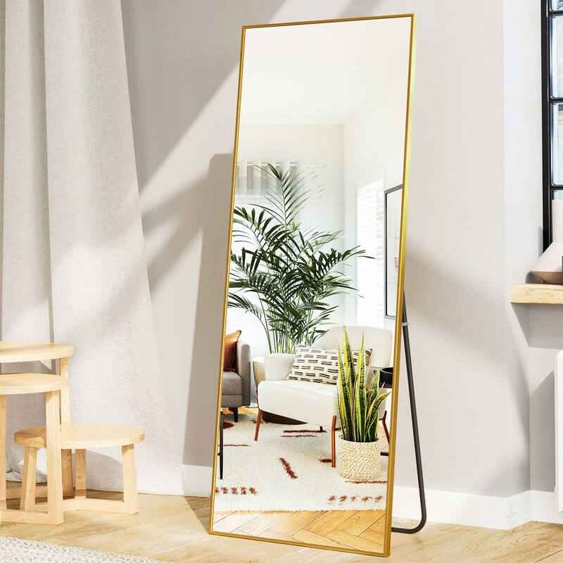 Large Standing Full Length Mirror Wall Decor for Hanging - 63"x20" - Gold